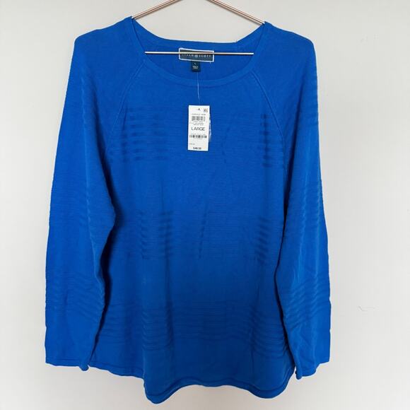 Karen Scott Womens Sweater Large Royal Blue Fall Winter Holiday Giftable NEW - Picture 1 of 5